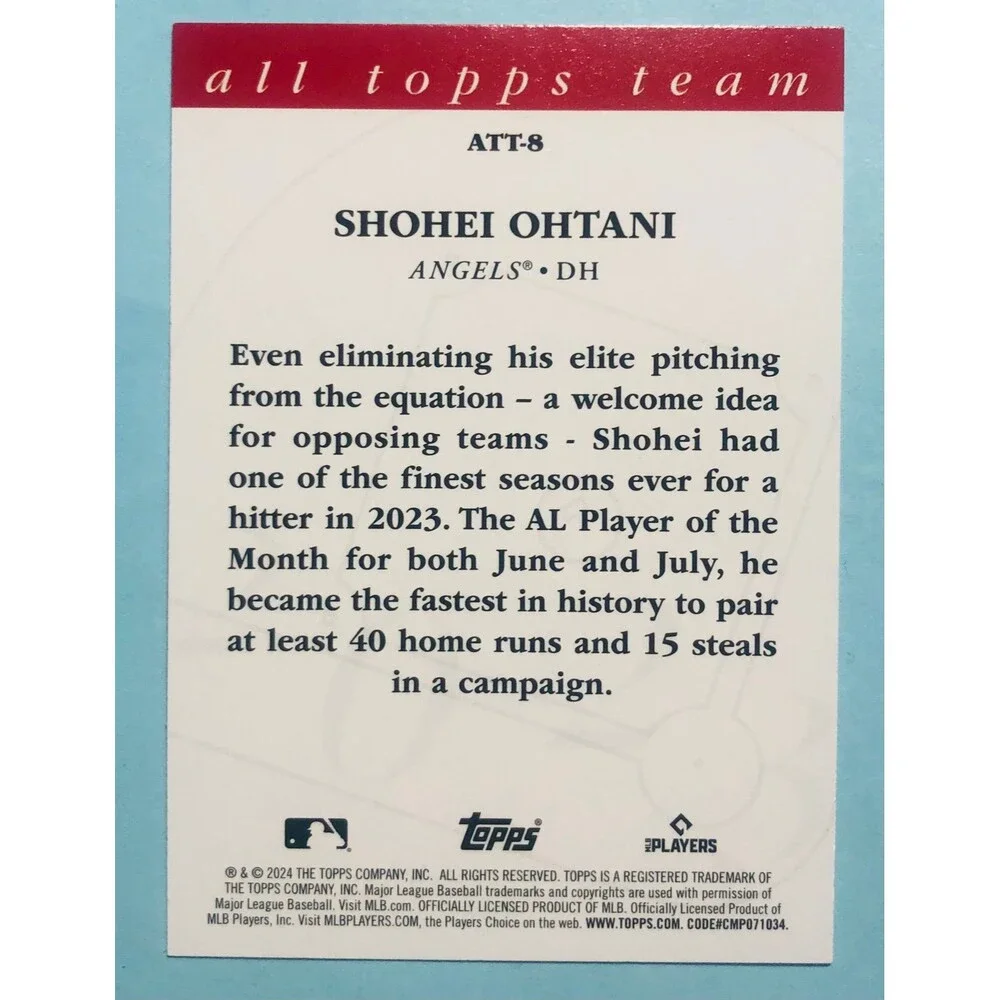 2024 Topps '23 All-Topps Team #ATT8 Shohei Ohtani Los Angeles Angels